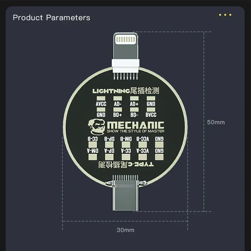 MECHANIC T810 mobile phone tail plug test board suitable for IPHONE Android Lightning TYPE-C non-charging fault detection