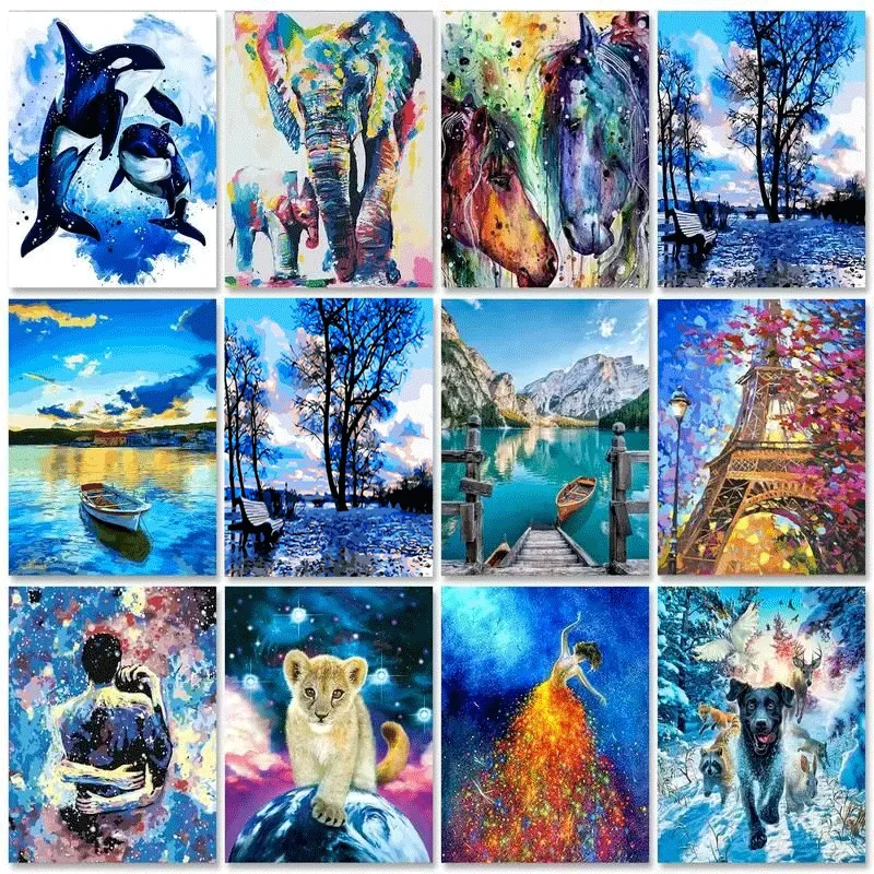 

SDOYUNO 60x75cm Painting by numbers Scenery Crafts Canvas painting Animals DIY Markers by numbers Artwork Home decor