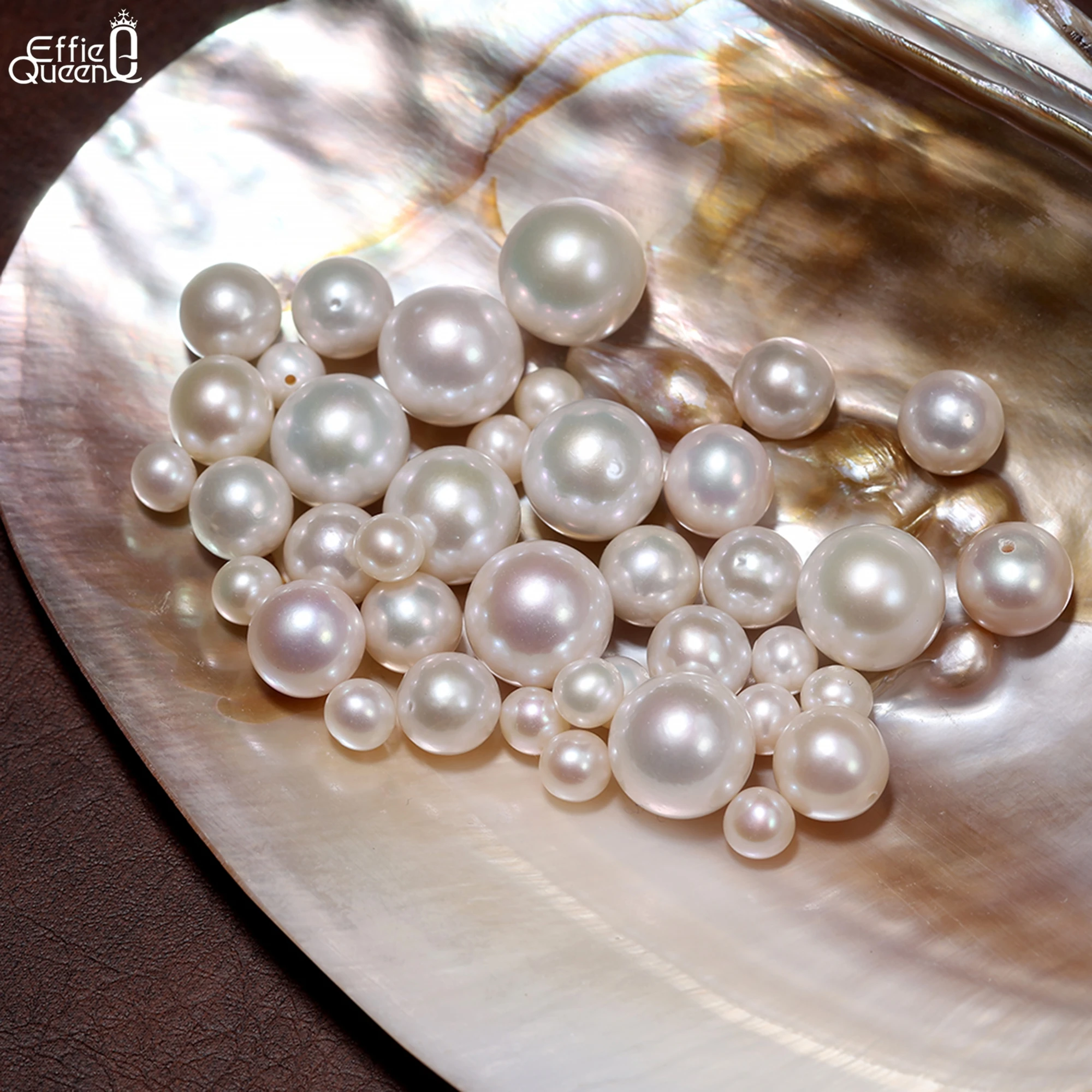 

EFFIE QUEEN 10Pcs Freshwater Pearl Wholesale AAAA High Quality Round Shaped Bead For Jewelry Making DIY Chain, Earring Gift PP13
