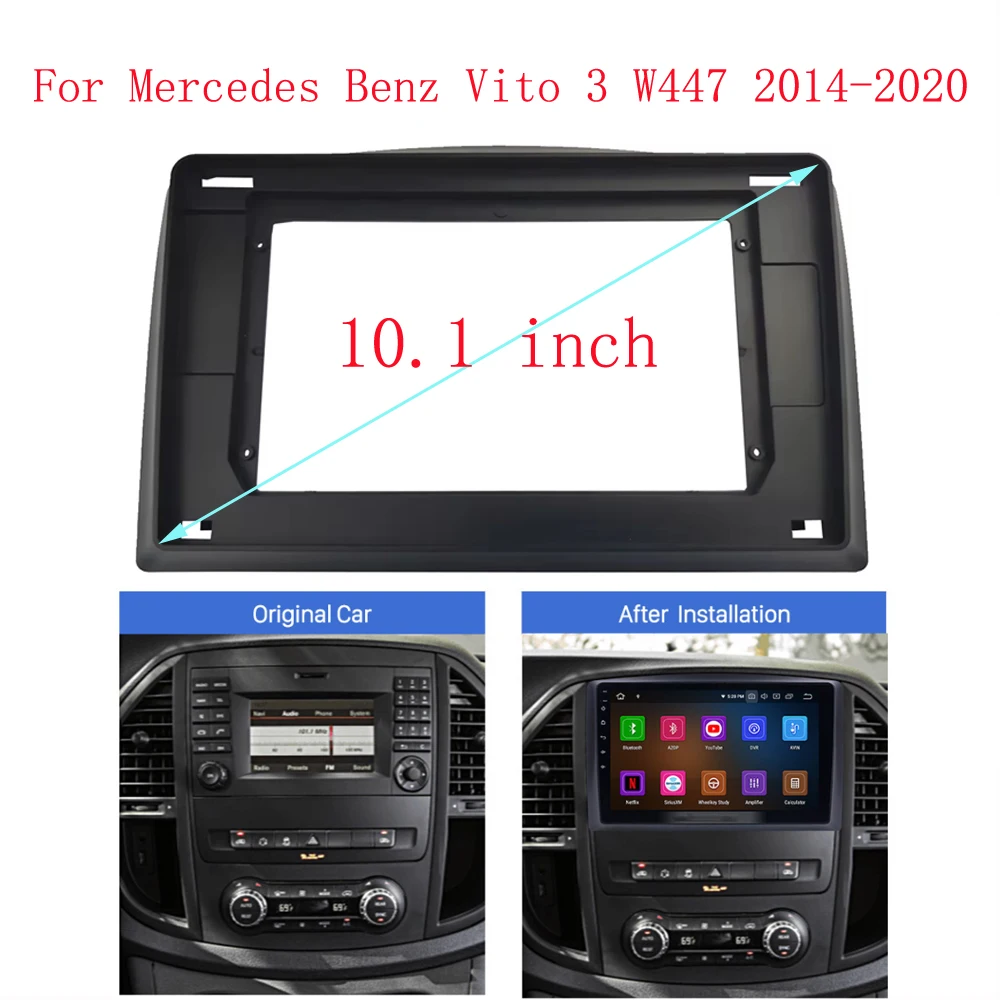 Marco de Radio para coche, arnés de Panel estéreo de 10 pulgadas, Kit de montaje de decodificador Canbus, cableado, para Mercedes Benz Vito 3 W447 2014-2020