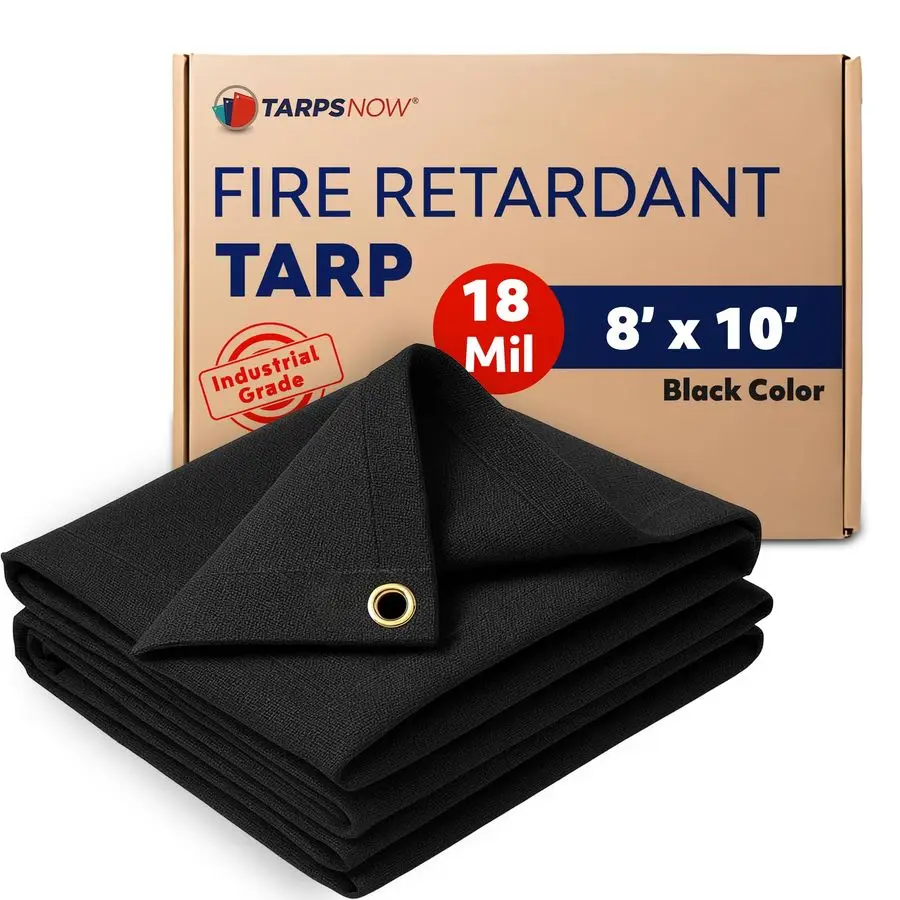 

Fire Retardant Tarp 8 x 10 18 MIL Heavy Duty Canvas Tarp Flame amp Tear Resistant w Brass Grommets Best for Safety, Outdoors, Ca