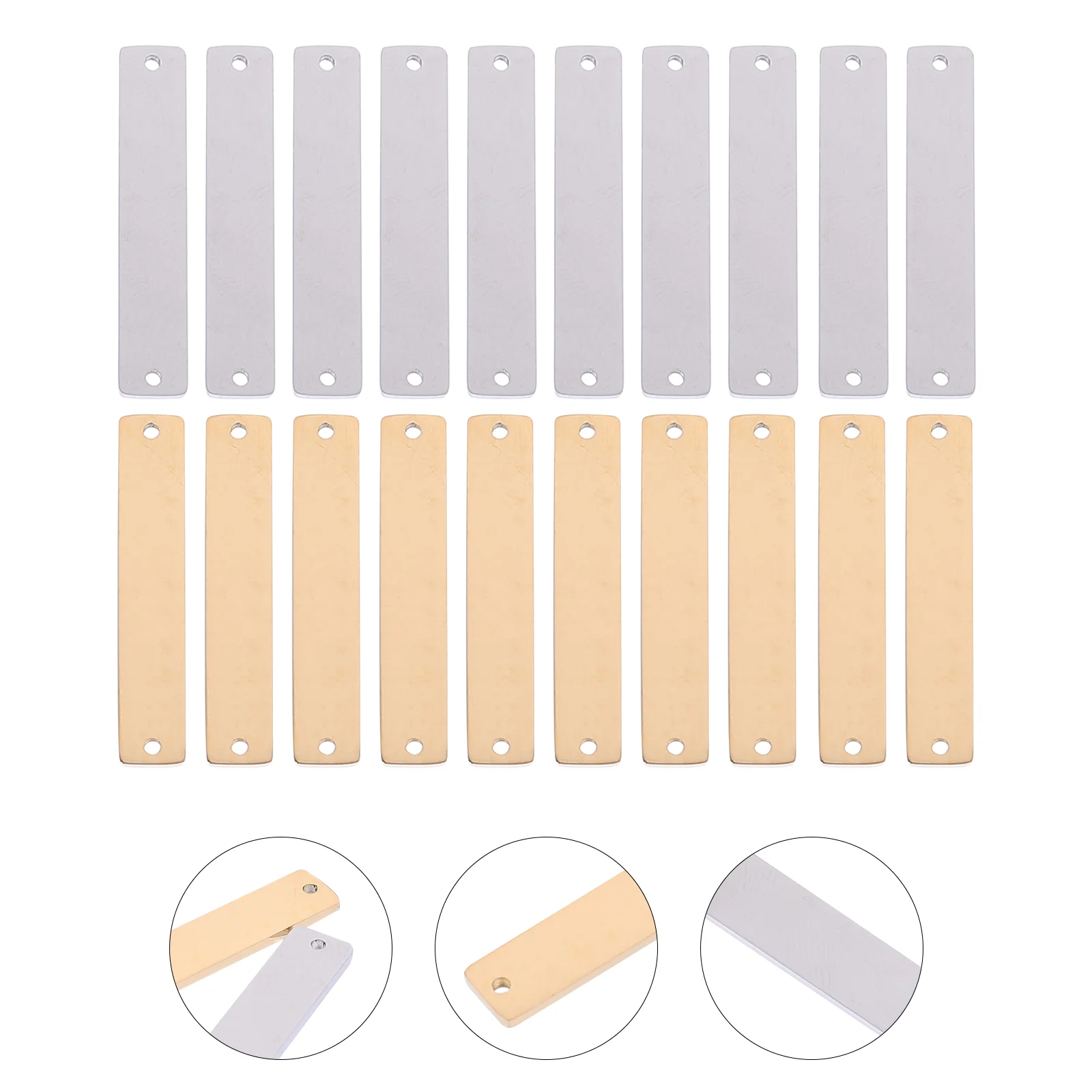 

20 Pcs DIY Jewelry Accessories Charms Long Bar Pendant Links Pendants The Ring Necklace Metal Stamping Blank Beaded
