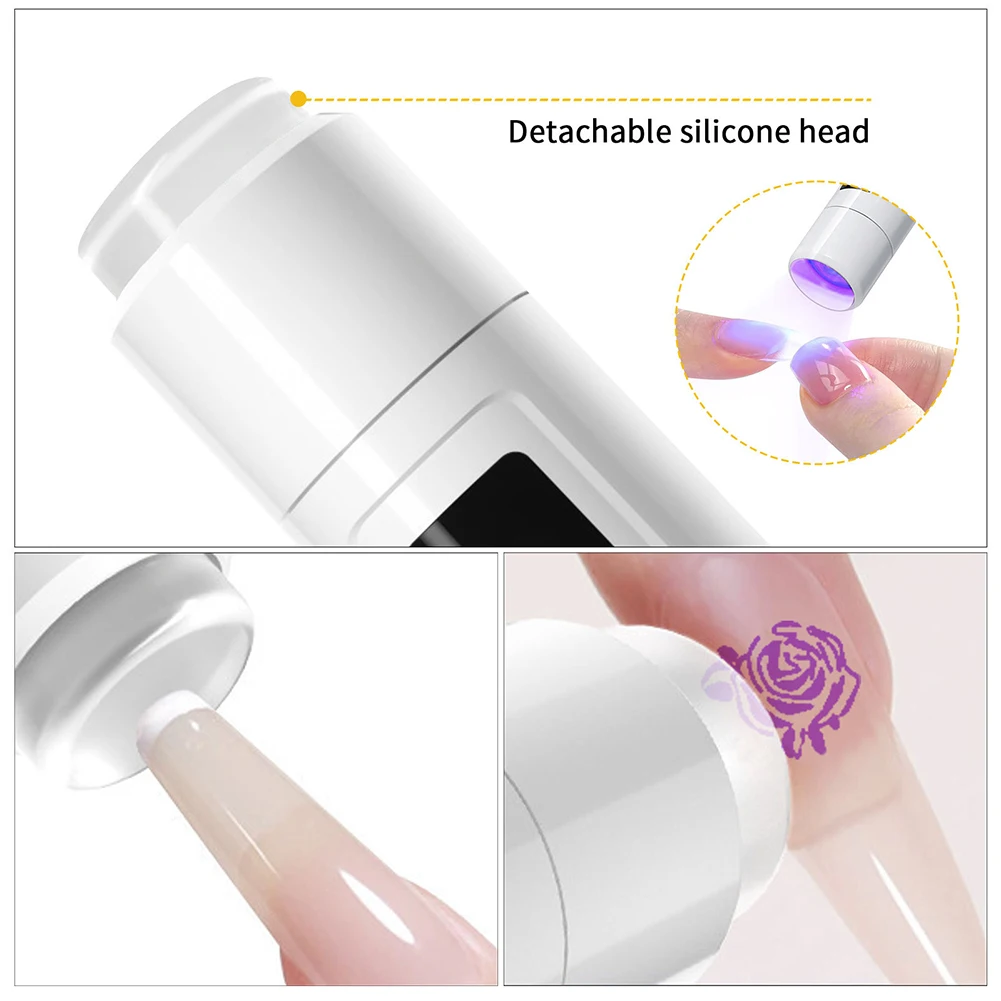 Mini luce ultravioletta per asciugare le unghie Mini torcia elettrica con display a LED Asciugacapelli portatile USB ricaricabile per manicure fai da te domestica
