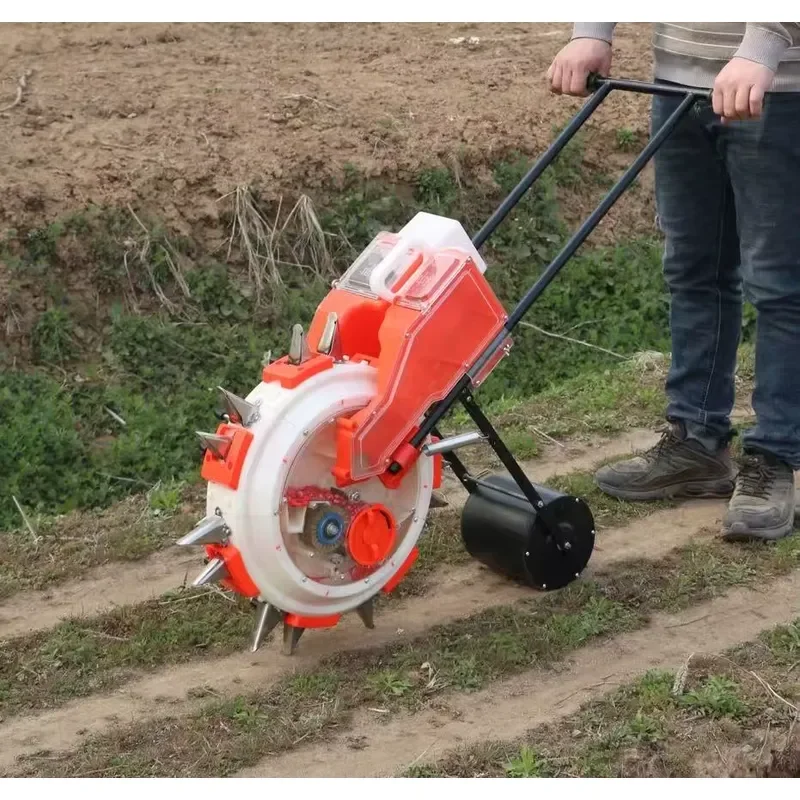 Manual Hand Crank Seed Planter for Corn Wheat Soybean Rice Sunflower Grain Portable Garden Seeder Tool Adjustable Row Spacing