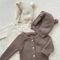 2023 Autumn Toddler Baby Boys Girls Knitted Bodysuit New Infant Kids Jumpsuit With Hat Newborn Knitwear Outfits For 0-24 Months 4