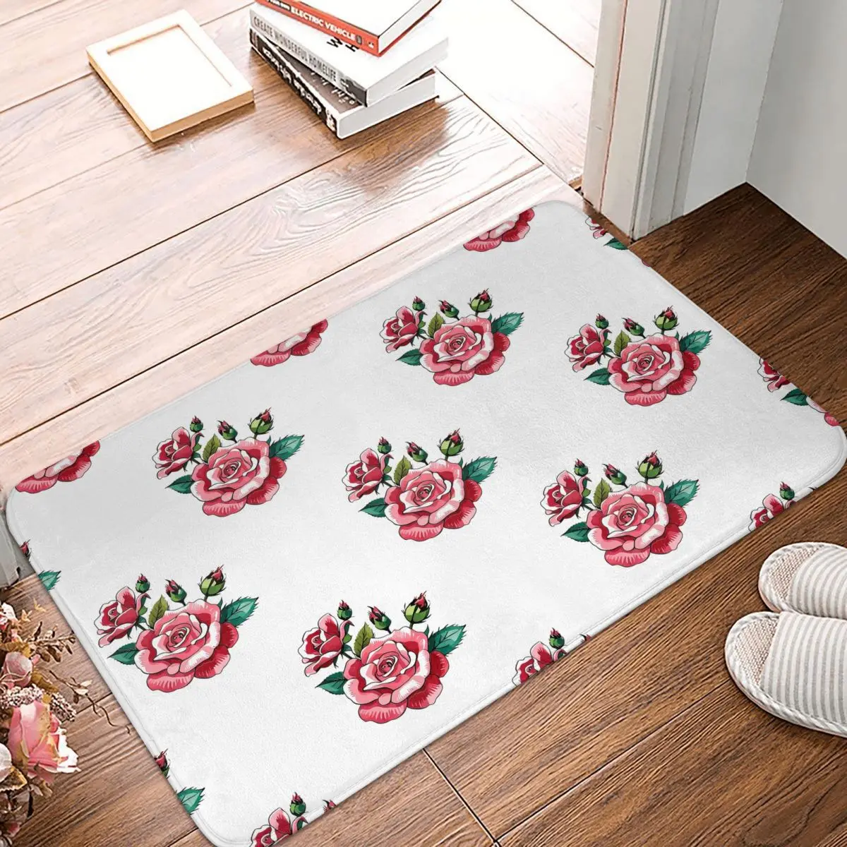 Roses Flowers Nature Front Door Mat Anti-Slip Indoor Quick Dry Doormat Kitchen Balcony Entrance Rug Carpet