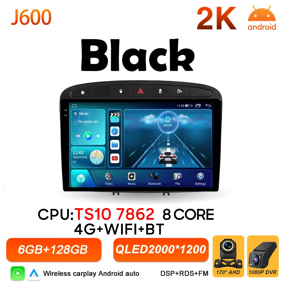 Android 16 autoradio voor Peugeot 308 308SW 408 2007 2008 2009 2010 2011 - 2020 Carplay Video Head Unit Autoradio RSD 2k scherm