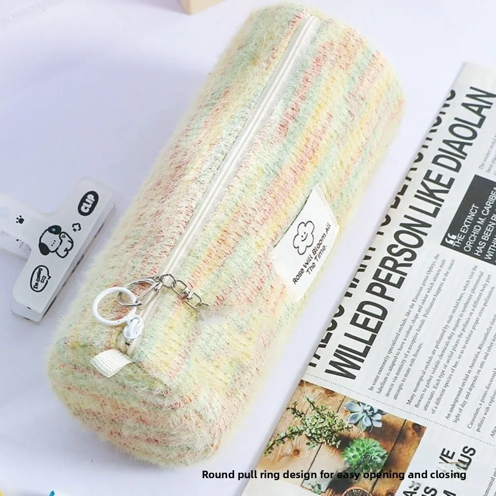 

Durable Large Capacity Woven Pencil Case Canvas Plaid Little Fragrance Cosmetic Storage Bag Kawaii Dopamine Pen Bag Travel