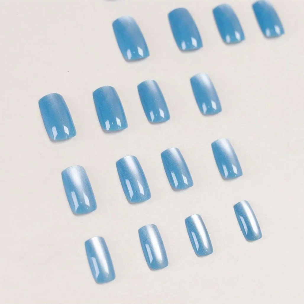 Cat Eye Press On Nails, Shell Elegante minimalistische Maniküre, abnehmbare falsche Nagelspitzen und Aufkleber