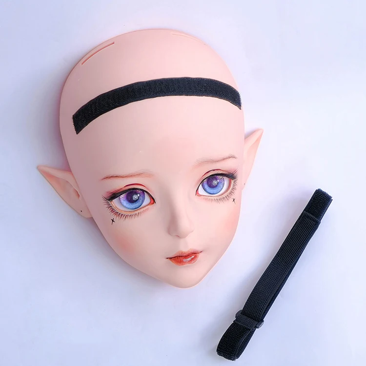 (DOLLKII-D) Top Quality Handmade Female Girl Resin Half Head Cosplay Japanese Role Play BJD Kigurumi Mask Crossdresser Doll Mask