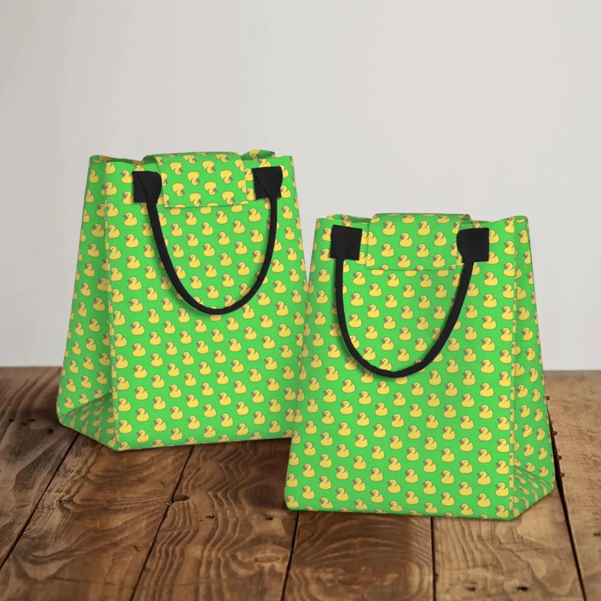 

Rubber Duck In Bright Green Insulated Lunch Bag for Women Children Leakproof Food Boxes Thermal Lunch Box Tote