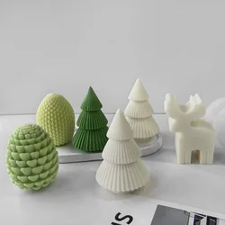 DIY Christmas Tree Pine Cone Elk Silicone Mold Handmade Scented Candle Plaster Ornaments Molds Christmas Decoration Mould