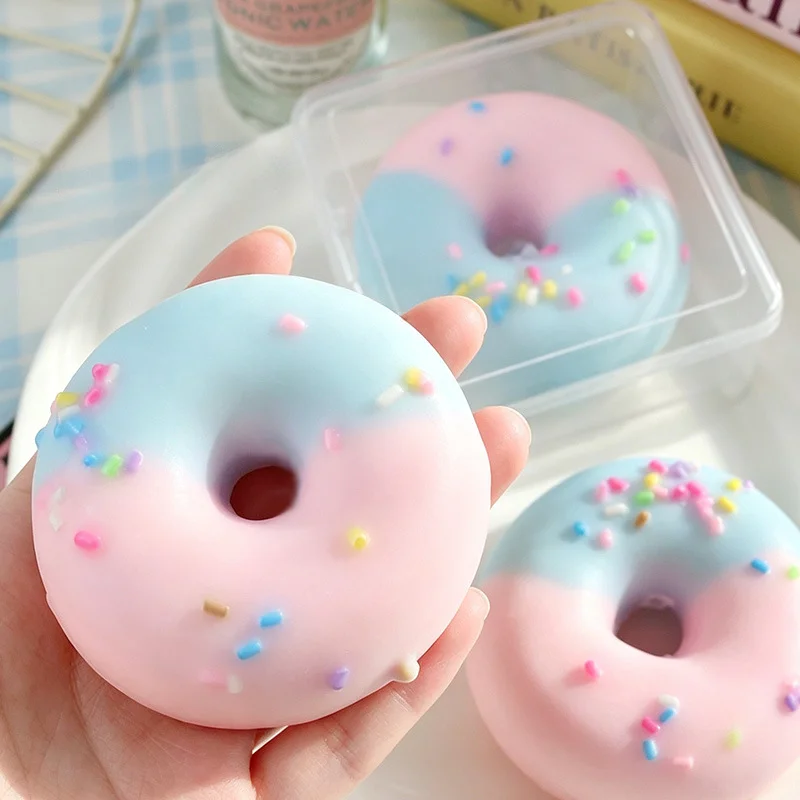 Pastel Candy Color Donut Squishy Crunchy Clay Filled Stress Relief Fidget Toy For Adult Sensory Decompression Desk Decor Gift