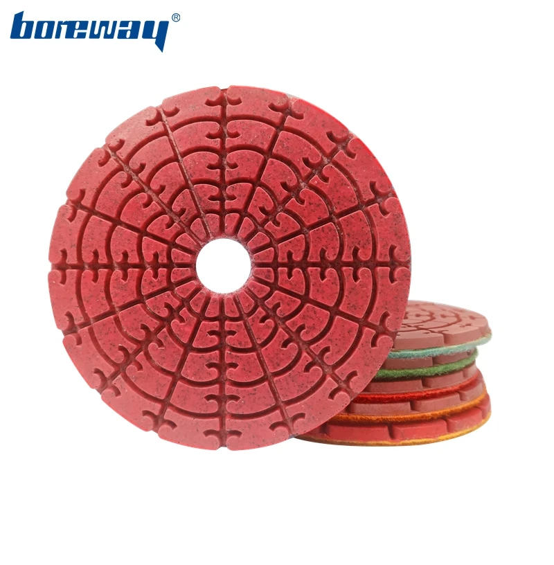 

Boreway 4-дюймовый алмазный полировальный диск с большим узором для влажного использования, 6-ступенчатый шлифовальный диск 100 мм для гранита, мрамора, камня, бетона, пола