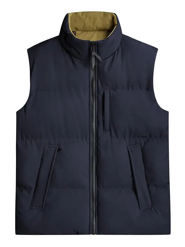 

Мужской утепленный жилет большого размера с воротником-стойкой, свободный повседневный, с подплечниками, теплая верхняя одежда для осени и зимы