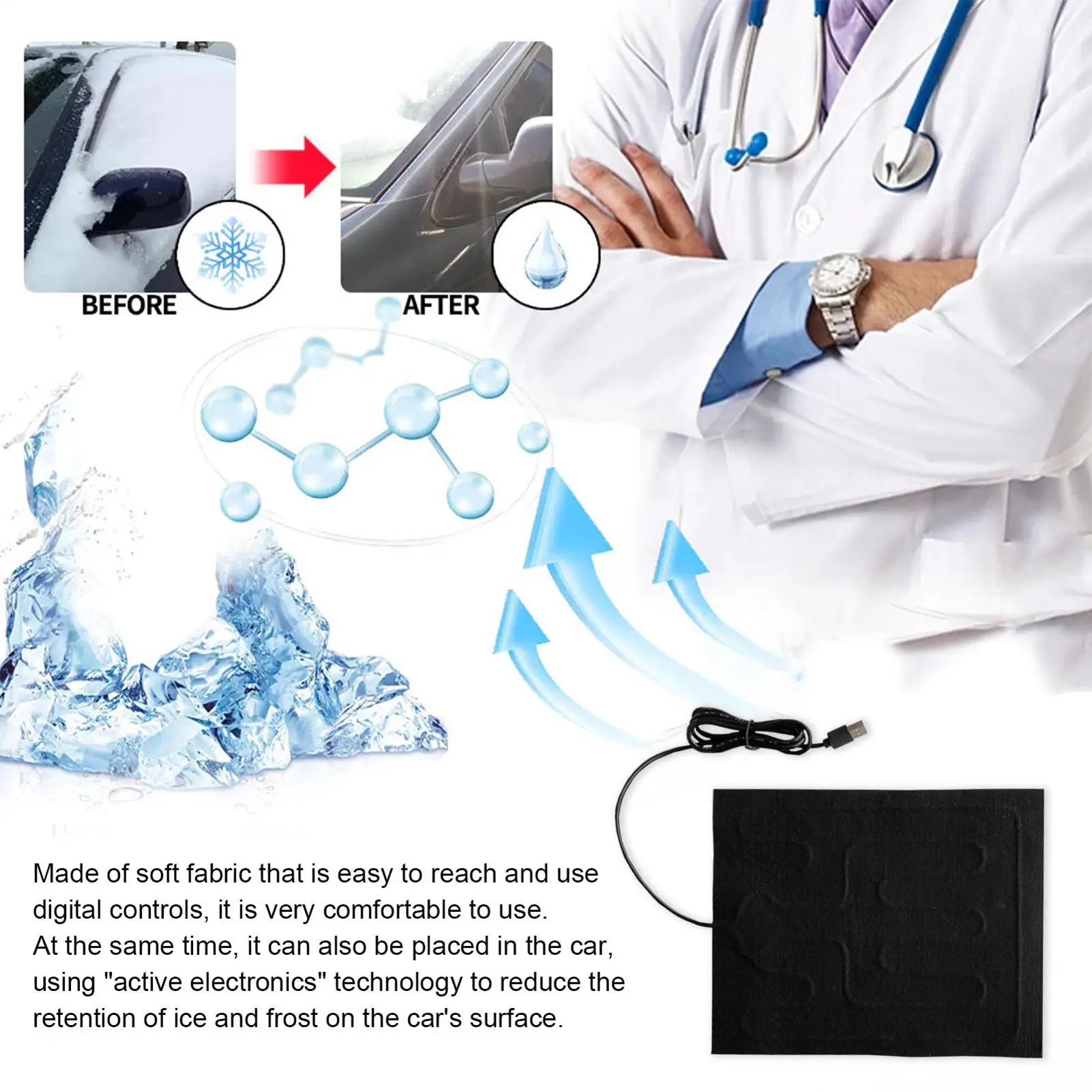 Electric Heating Pad For Car Compact Cold Weather Windshield Snow Remover Heating Pad For Truck Sedan Minivan Morning Routine