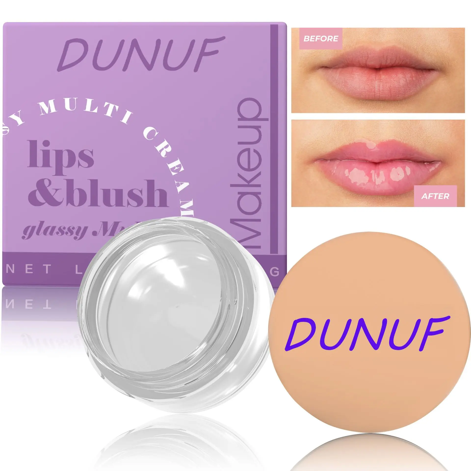 DUNUF-Gel colorete y labios vidriosos, tinte de labios de melocotón que cambia de Color, brillo transparente, maquillaje de larga duración, herramientas de maquillaje