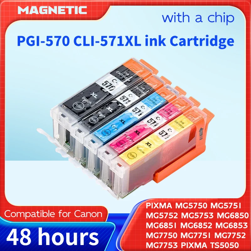 PGI 570 CLI 571 PGI-570BK 5/6colors compatible ink cartridge for canon PIXMA MG7750 MG7751 MG7752 MG7753 TS8050 TS8051 printer