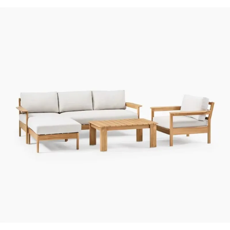 Halekulani Hotel Solid Teak Wood Outdoor Garden Sofa Set Tropical Waterproof Eco-Friendly Villa