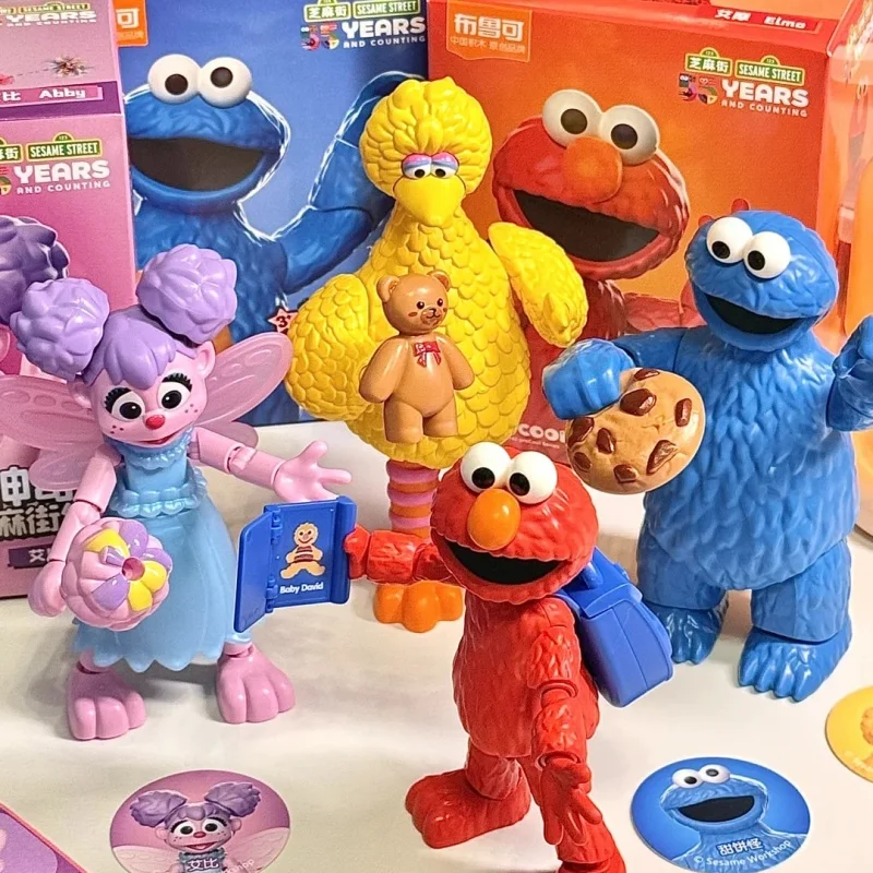 Genuine Blokees Sesame Street Action Figure Elmo Cookie Monster Big Bird Abby Anime Model Dolls Toys Gifts Cute