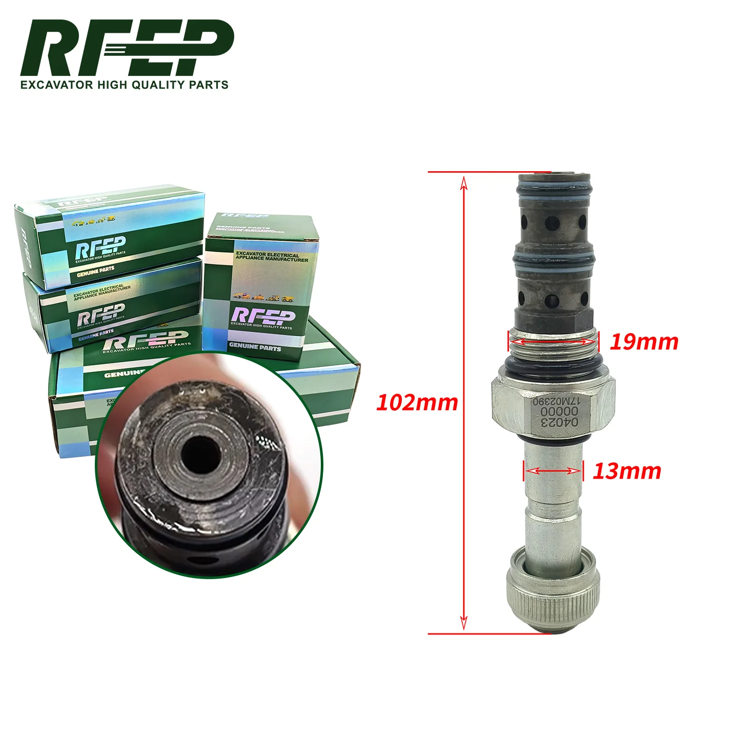 RFEP High Precision Convex End Hydraulic Solenoid Valve Spool 19mm 13mm For Lovol Construction Machinery Excavator Spare Parts