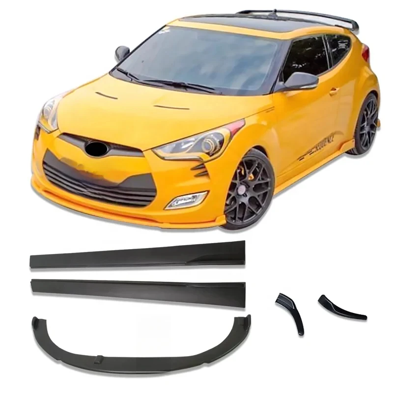 ABS Material Car Tuning Parts Body Kits for  Veloster 2011 2012 Rear Diffuser Lip Side Skirts One Piece Front Bumper Lip