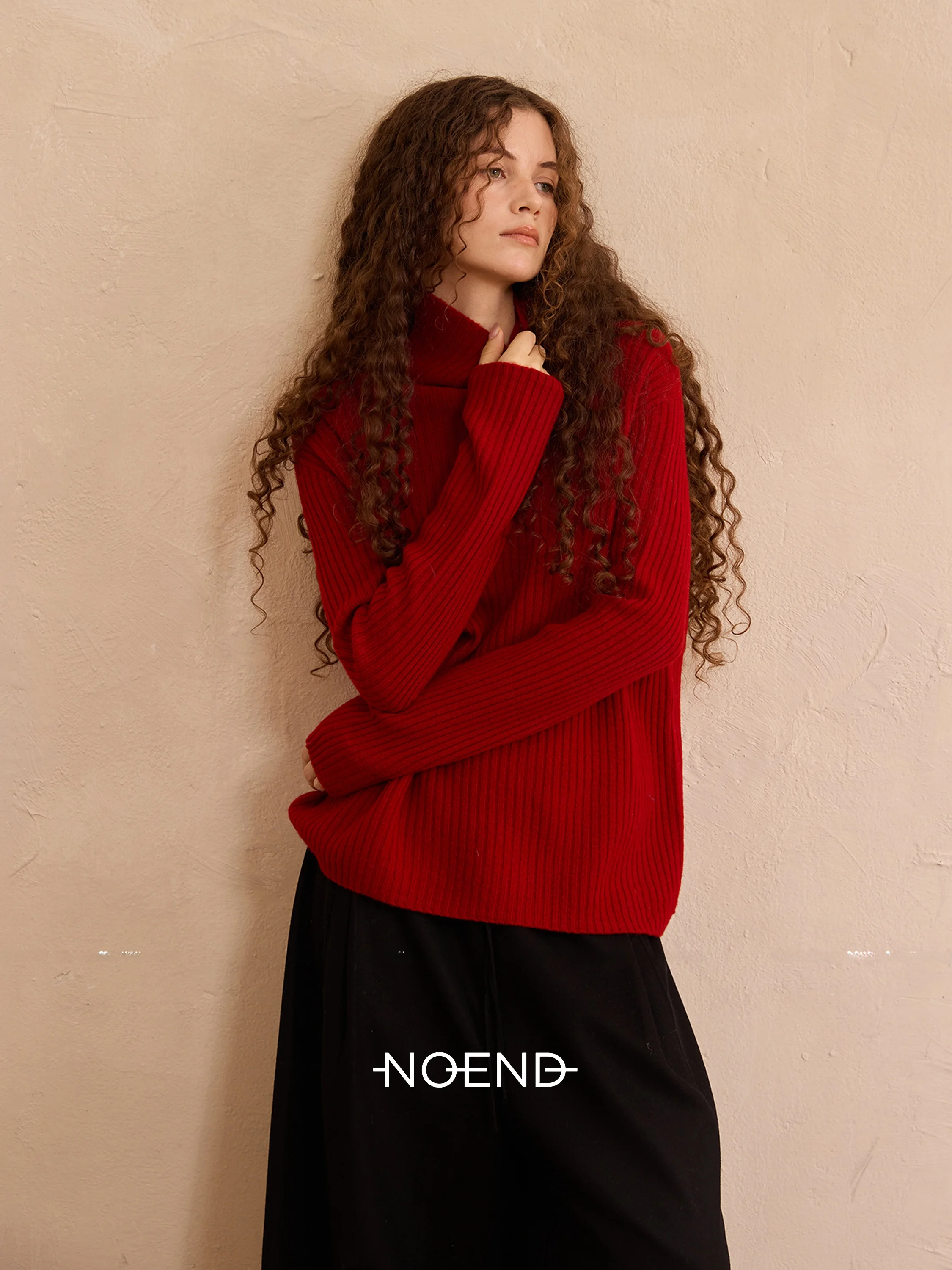 

Классический практичный женский свитер из 100% шерсти с высоким воротником и вертикальным рубчиком, свободного кроя, вязаный джемпер Camere