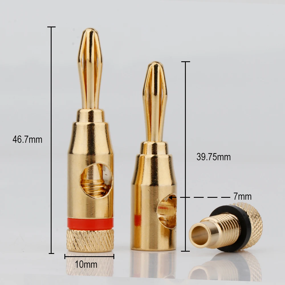 سدادة موزة مطلية بالذهب ، كابل موسيقي ، موصل مكبر صوت ، محول ، موصلات دبوس سلكي ، 4 من من من من 8 من 8