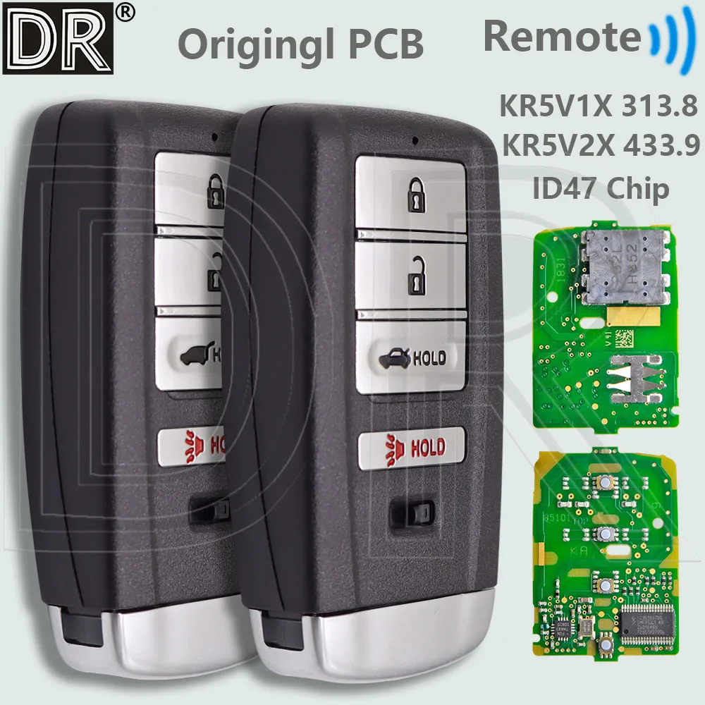 

DR KR5V1X 313.8MHz KR5V2X 433.9MHz Keyless Go Original PCB Car Remote Key For Honda Acura TLX ILX MDX RDX RLX 2015-2020