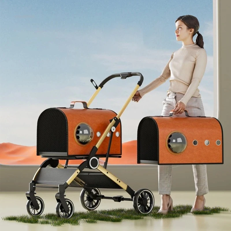 & Foldable Storage Small and Medium-sized Dog Strollers Space Capsule Cat Bag Pet Strollers Lightweight Outing Stroller for Dogs