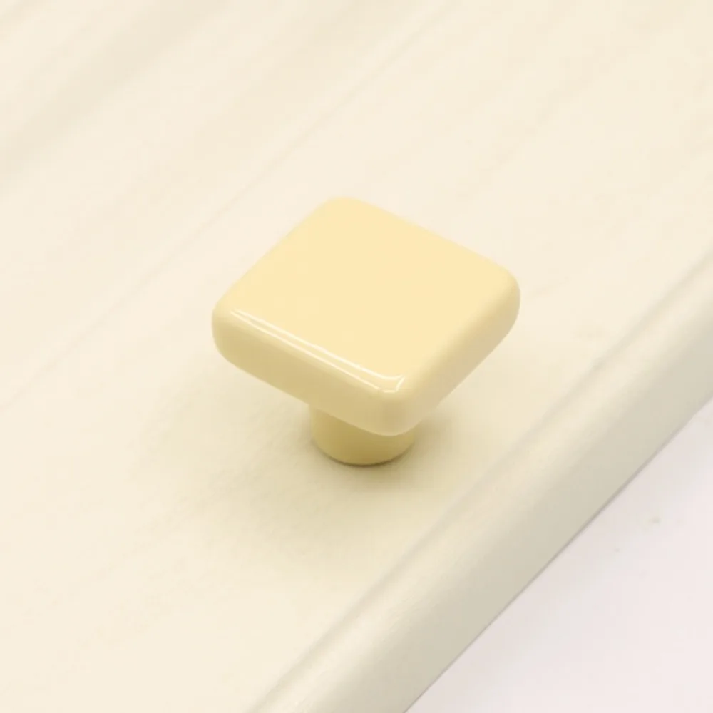 Simplicity Single Hole Colored Ceramic Knob Ceramic Pull Handles Door Knob Square Modern Cabinet Knob Wardrobe