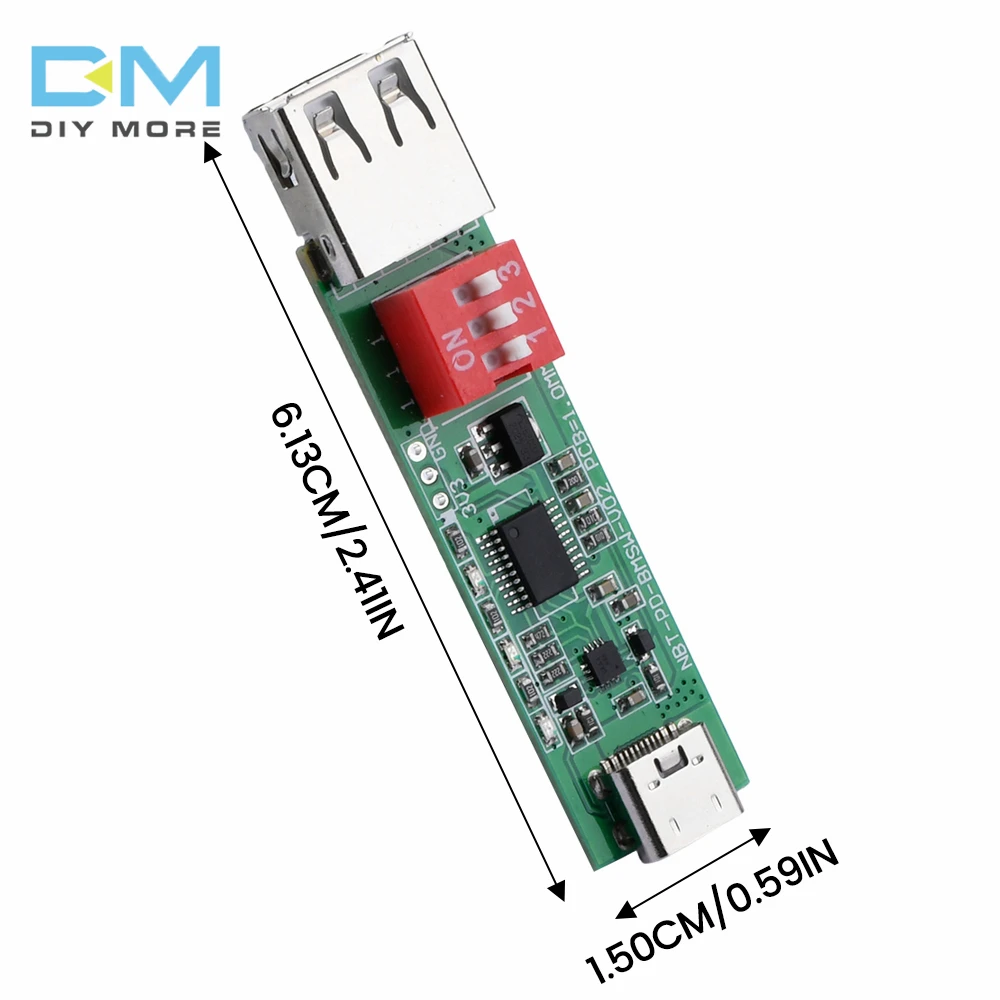 Support PD/QC2.0 3.0 Protocol Fast Charge Deception Trigger Aging Test Board Type-C 5V9V12V15V20V With Male and Female Connector