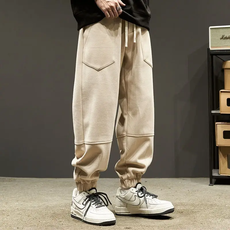 

Embroidery Men's Sweatpants Harem Fleece-lined and Extra Thick Trousers Cool High Quality Harajuku Trend Retro Male Sports Pants