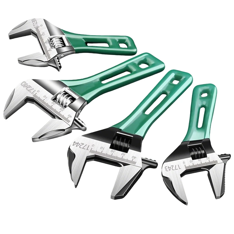 

6/8 Inch Large Opening Short Handle Activity Wrench Dual-use Adjustable Multifunction Bathroom Spanner Home Piping Hand Tools
