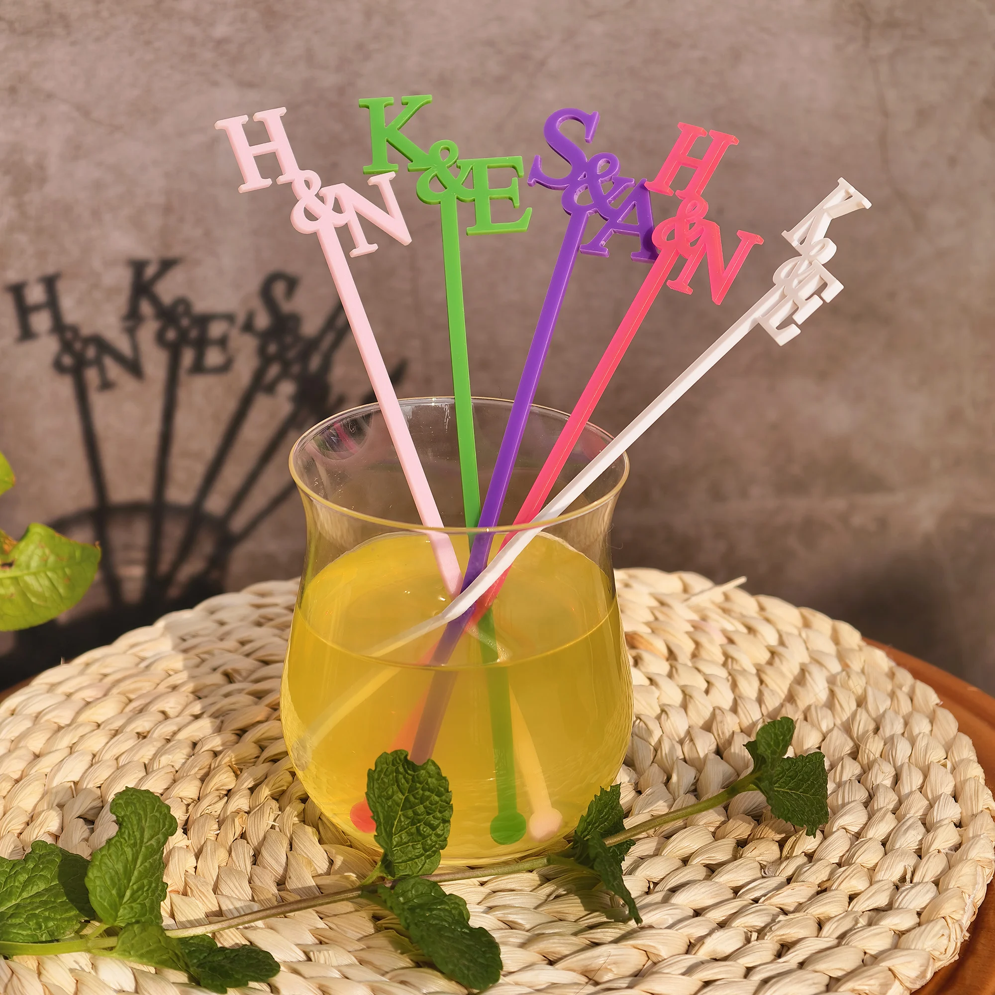 Personalized Acrylic Party Drink Stirrers Baptism Cocktail Swizzle Sticks Table Decor Customized Wedding Cocktail Stirrers