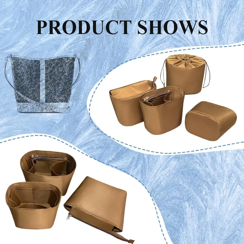 slim drawstring inner bag organizer for canvas bucket bags