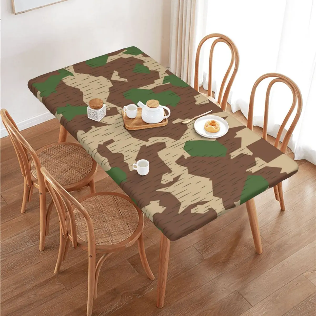 Waterproof Oil-Proof WW2 GermanySplintertarn Splinter Camo Tablecloth Table Covers 4FT Fit Military Camouflage Table Cloth