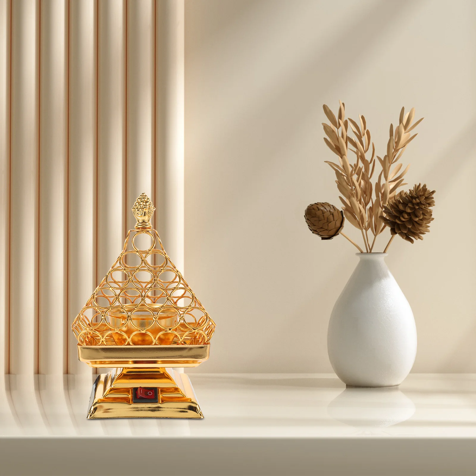 

Plug-in Incense Burner Wax Heater Golden Iron Decorative Electric Censer