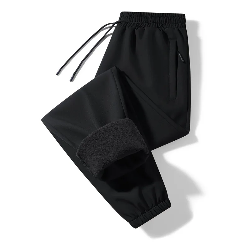 

Осенне-зимние однотонные эластичные брюки с высокой талией и бархатные утолщенные брюки, спортивные повседневные модные брюки с карманами на молнии