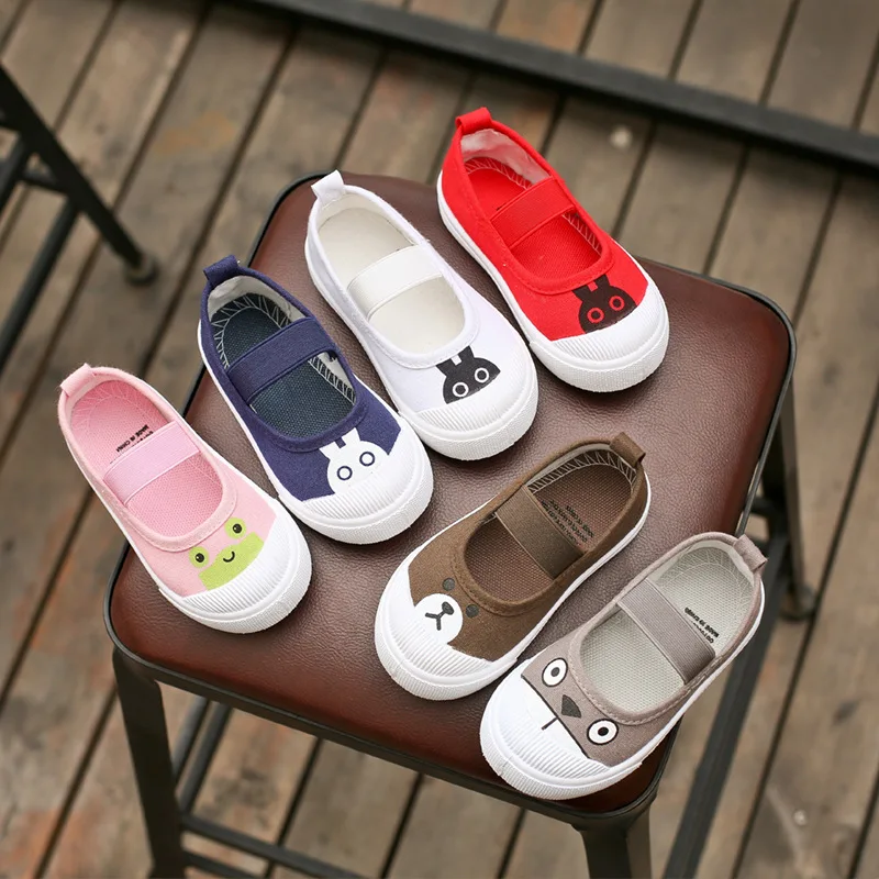 New Spring Autumn Children Casual Shoes for Boys Girls Candy Color Animals Canvas Sneakers for Kids Fashion Soft Bottom Flats