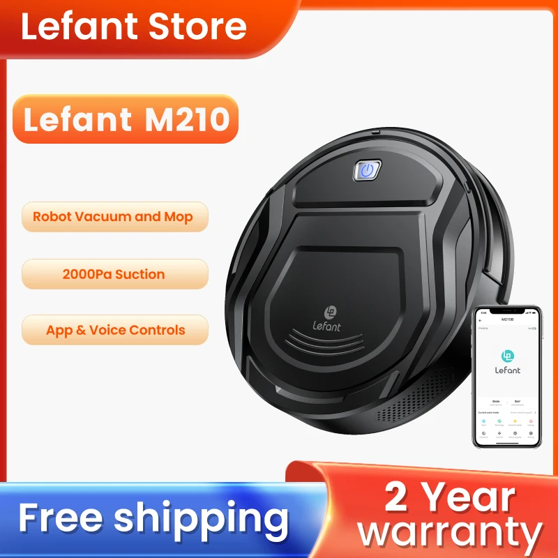 

Lefant M210B Vacuum and Mop Combo,WiFi/App/Alexa Control,2 in 1 Mopping Robotic Vacuum Cleaner,Self-Charging,Tangle-Free, Slim