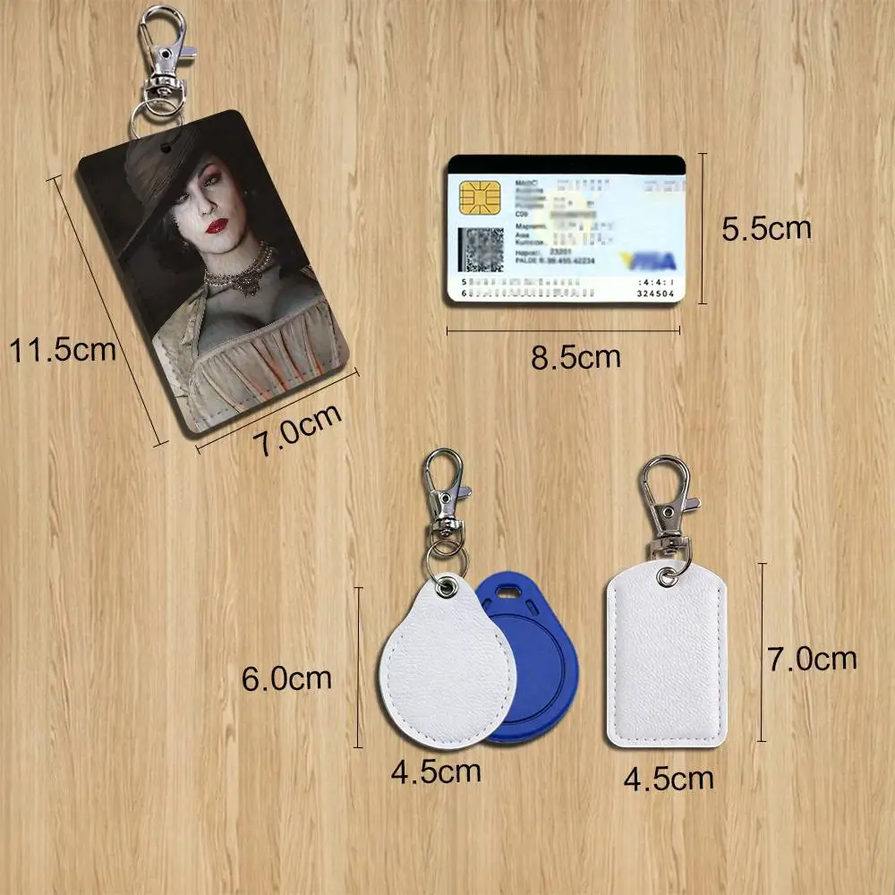 Lady Dimitrescu Resident Evil Nemesis Leather Keychain Badge Holder with Lanyard - ID/Access Card Holder, Key Ring Accessory