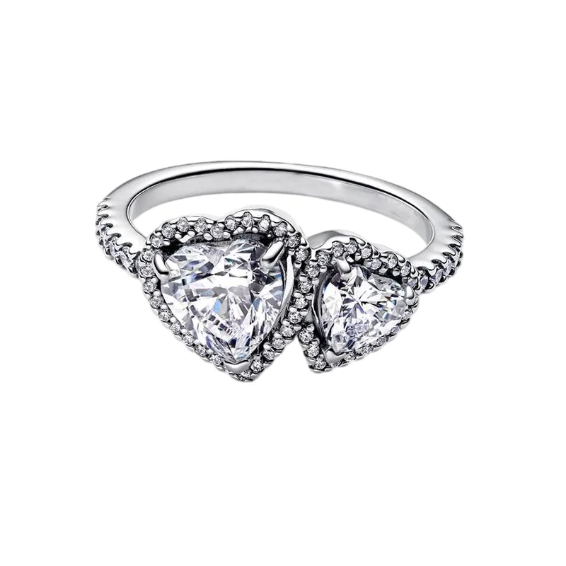 Women's 925 Silver Double Love Butterfly Gold Ring