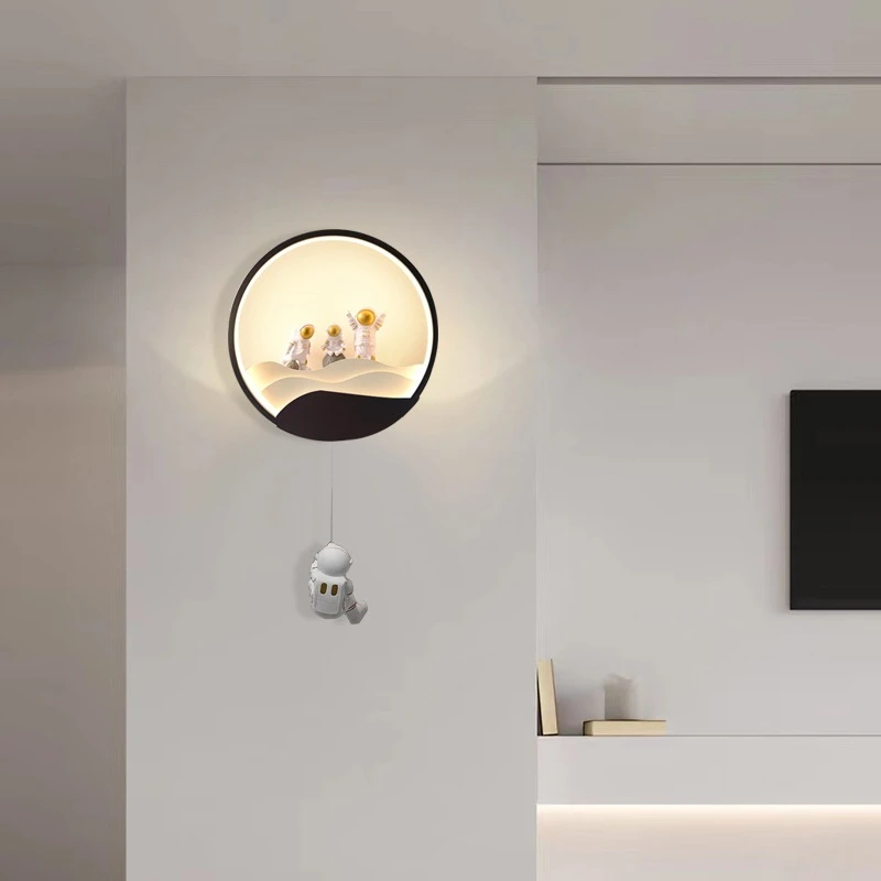 Lámpara de pared para habitación de niños, sala de estar creativa para luz de fondo, lámpara de pasillo de escalera, lámpara LED de luna de