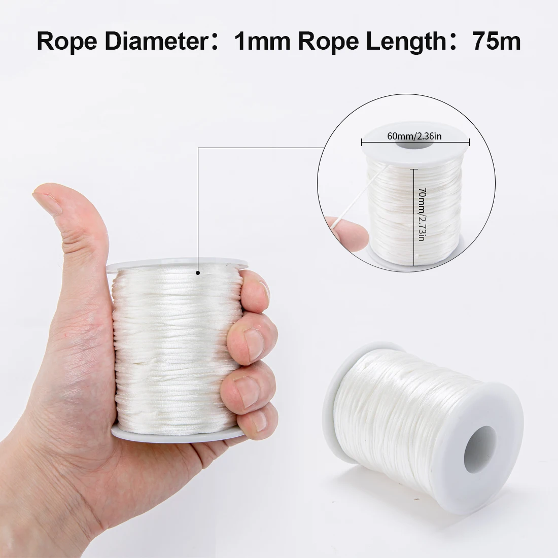 Lassen Sie uns 1pc 1mm 80m Satin Seide Seil Nylons chnur bunte Baby Beißring Zubehör Beiß kette Halskette Rattail Schnur DIY Werkzeug Spielzeug machen – Detail 5