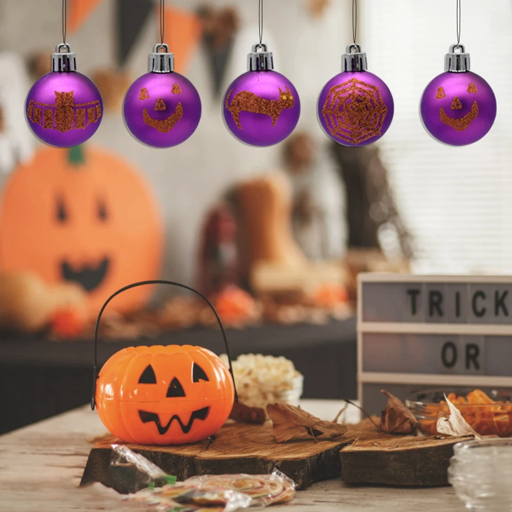 12pcs Halloween Decorative Paint Balls Festival Party Hanging Ball Home Party Decorations Outdoor Tree Pendant