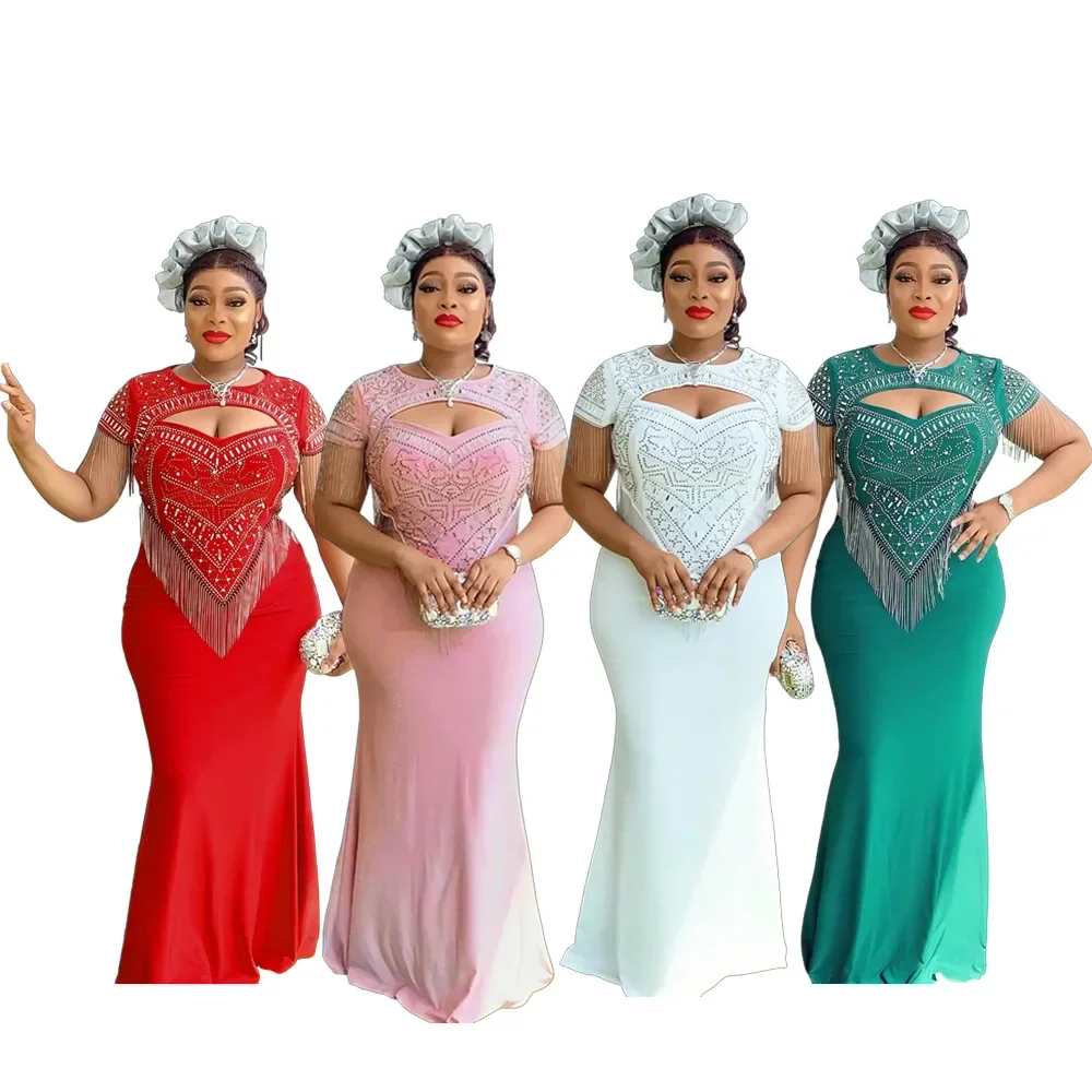 African Party Dresses for Women Plus Size Sexy Bodycon Maxi Dress Elegant Turkey Wedding Evening Gowns Ankara Outfit Robe 2024