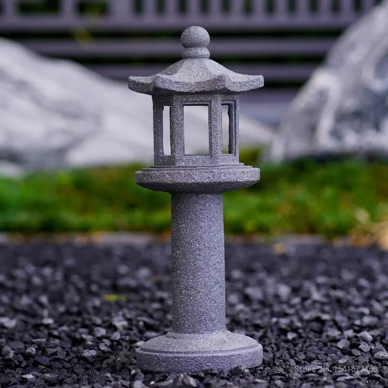 

Resin Imitation Stone Tower Statue Lamp, New Chinese Palace Retro Solar Energy Lamp, Garden Landscape Lawn Lamp