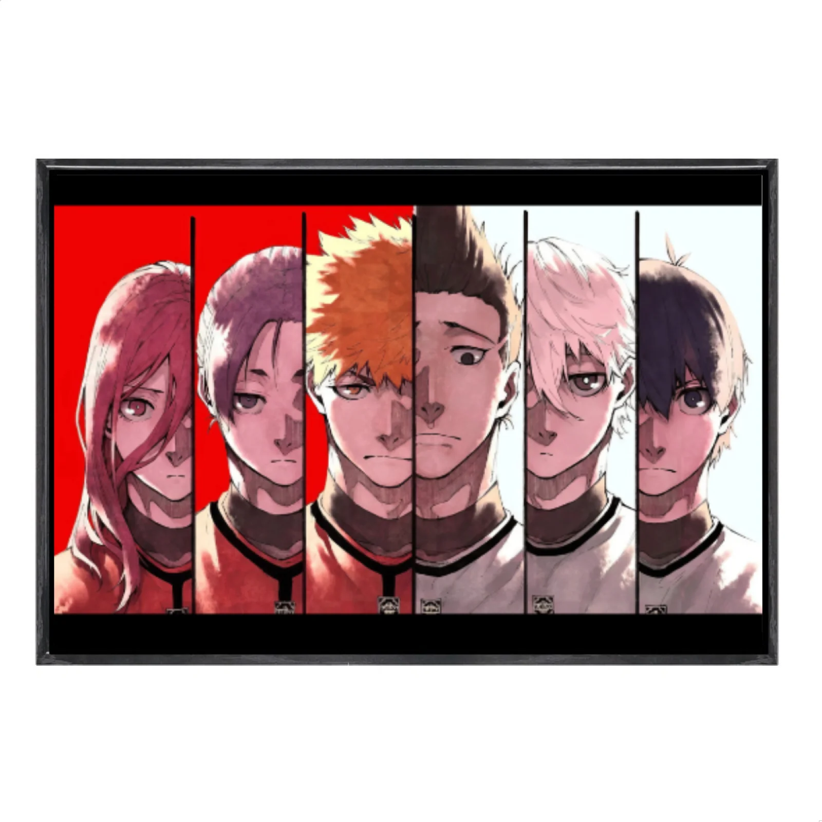 

Японский мультиразмерный холст с изображением манги, настенное искусство в двойной рамке, домашний декор с синим замком для гостиной, спальни