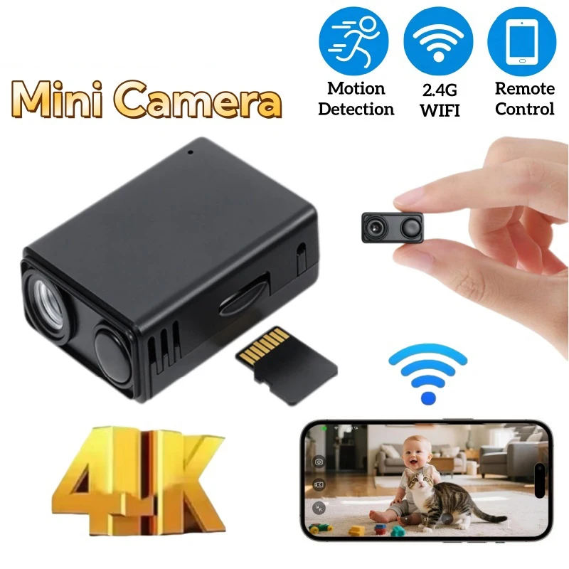 4K Camera WiFi Wireless Monitor Night Vision Remote Motion Detecting Camcorders Security Protection Indoor Surveillance